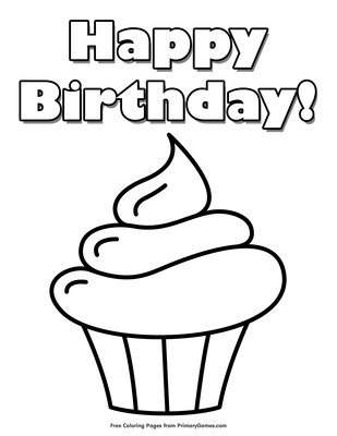 Happy birthday cupcake coloring page â free printable pdf from