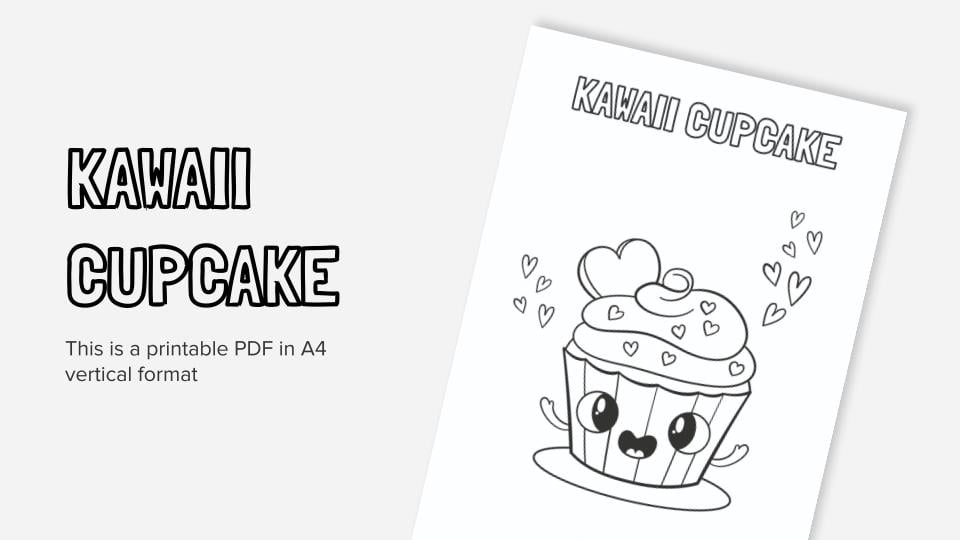 Printable coloring worksheets with cupcakes in pdf format