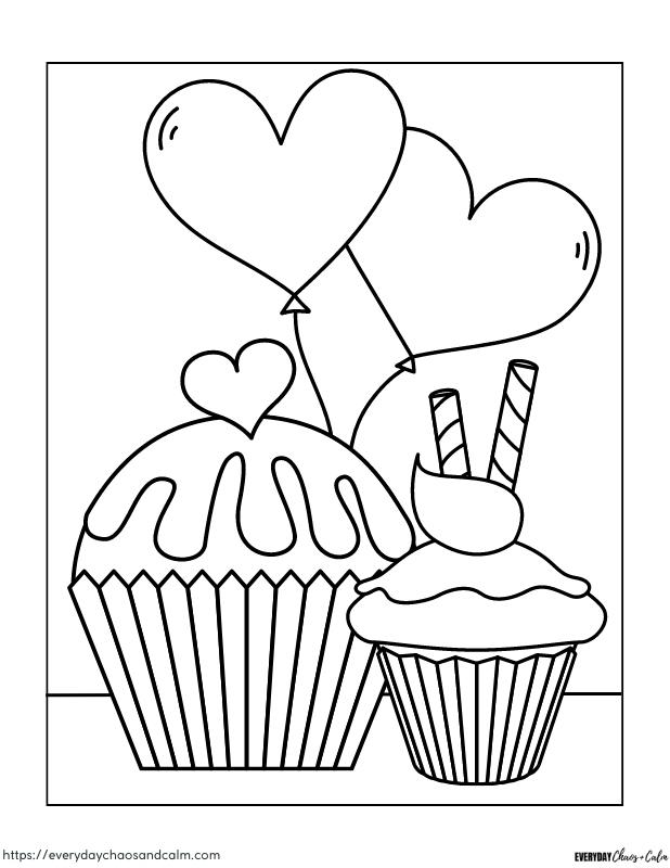 Free printable cupcake coloring pages