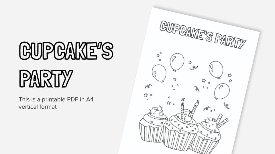 Printable coloring worksheets with cupcakes in pdf format