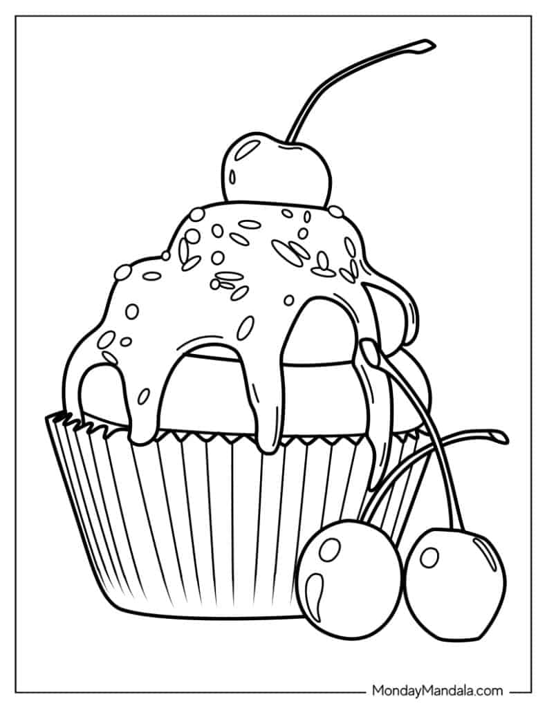 Cupcake coloring pages free pdf printables