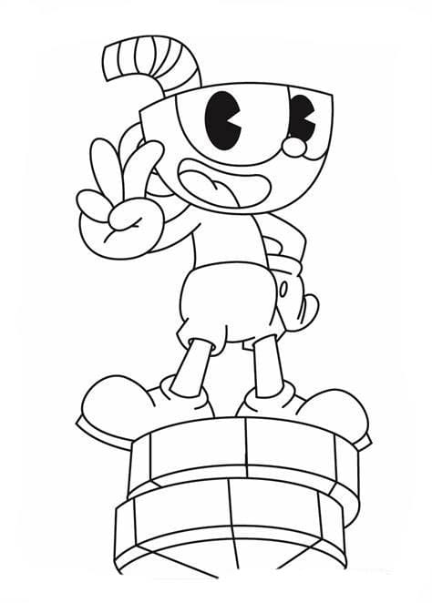 Happy cuphead image coloring page