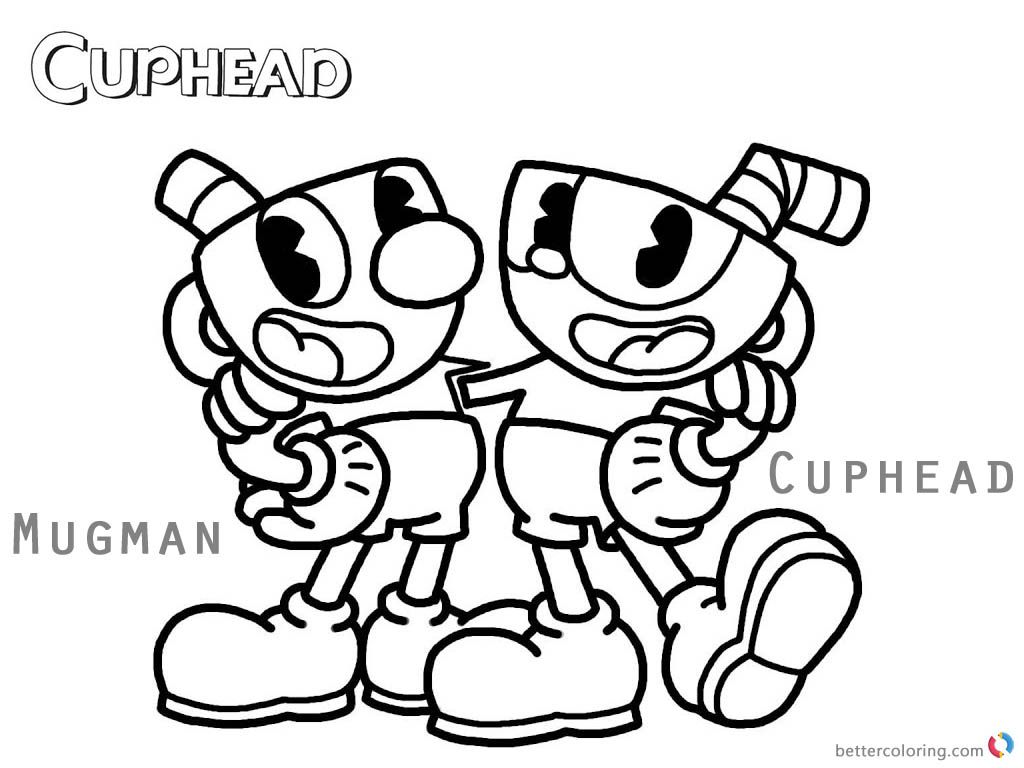 Cuphead coloring pages cuphead and mugman printable cartoon coloring pages coloring pages coloring pages for boys