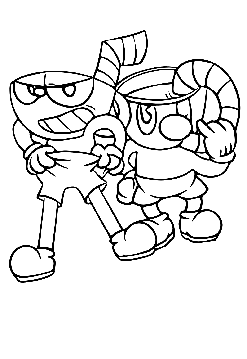 Free printable cuphead friends coloring page for adults and kids