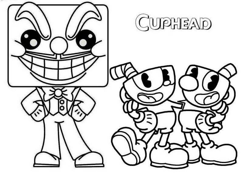 King dice cups and mugman coloring page coloring pages free printable coloring pages coloring pages for kids