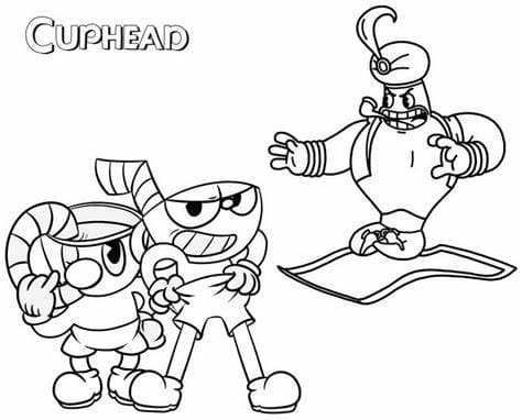 Print cuphead outline coloring page