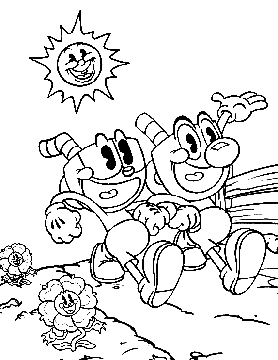 Cuphead coloring pages printable for free download