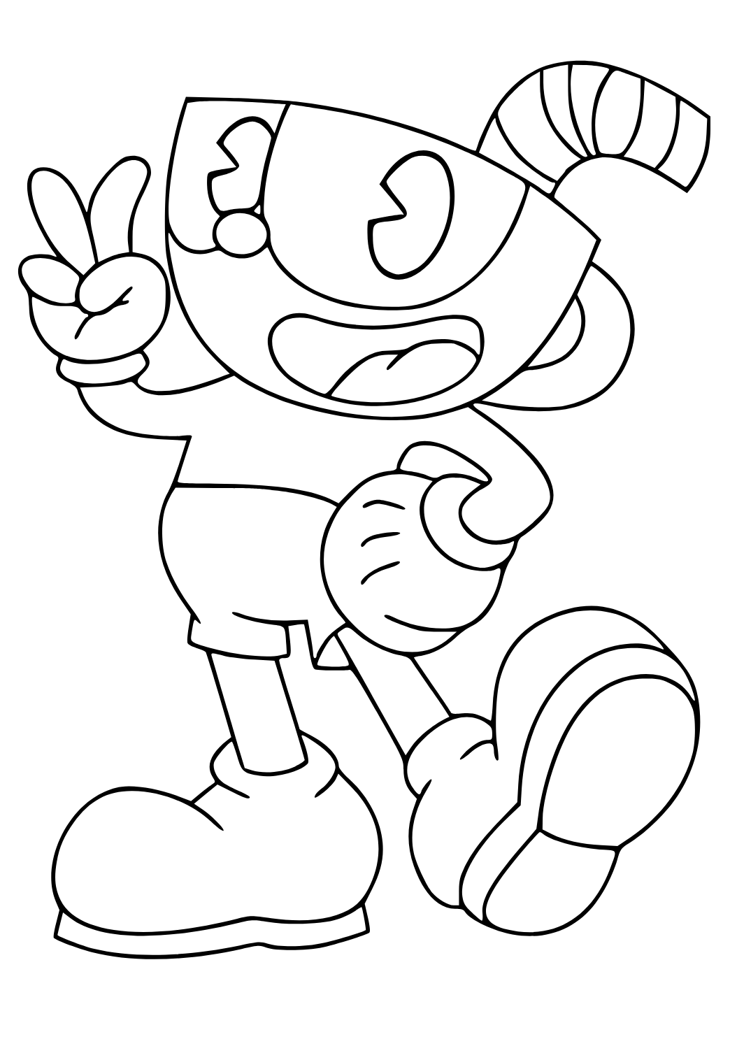 Free printable cuphead victory coloring page for adults and kids