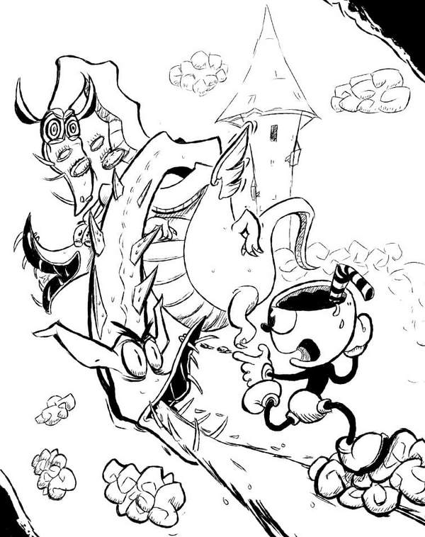 Coloring pages cuphead bosses cuphead and mugman print for free