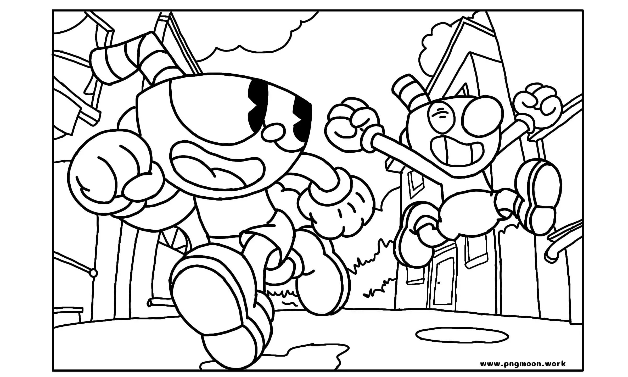 Cuphead coloring pages for kids