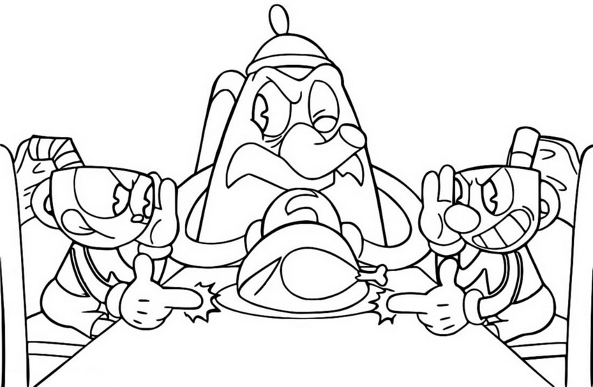 Coloring page cuphead elder kettle cuphead mugman