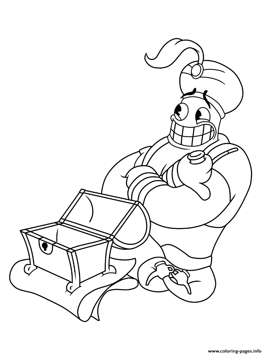 Cuphead aladin magician coloring page printable