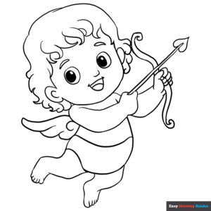 Cupid coloring page easy drawing guides