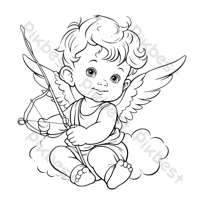 Baby cupid coloring pages drawing for kids png images eps free download