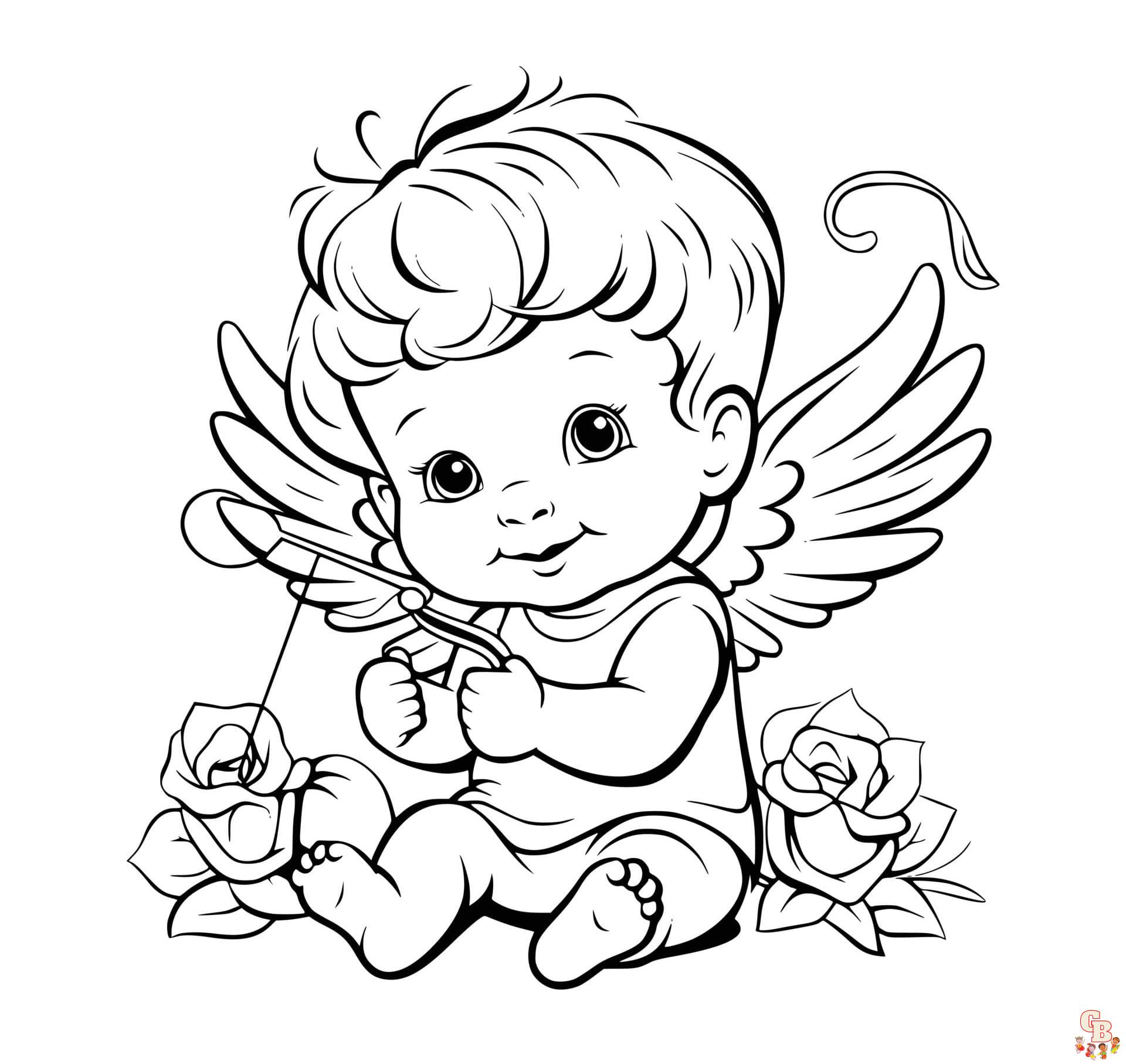 Printable cupid coloring pages free for kids and adults