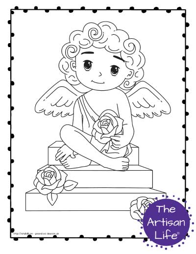 Free printable cupid coloring pages for valentines day