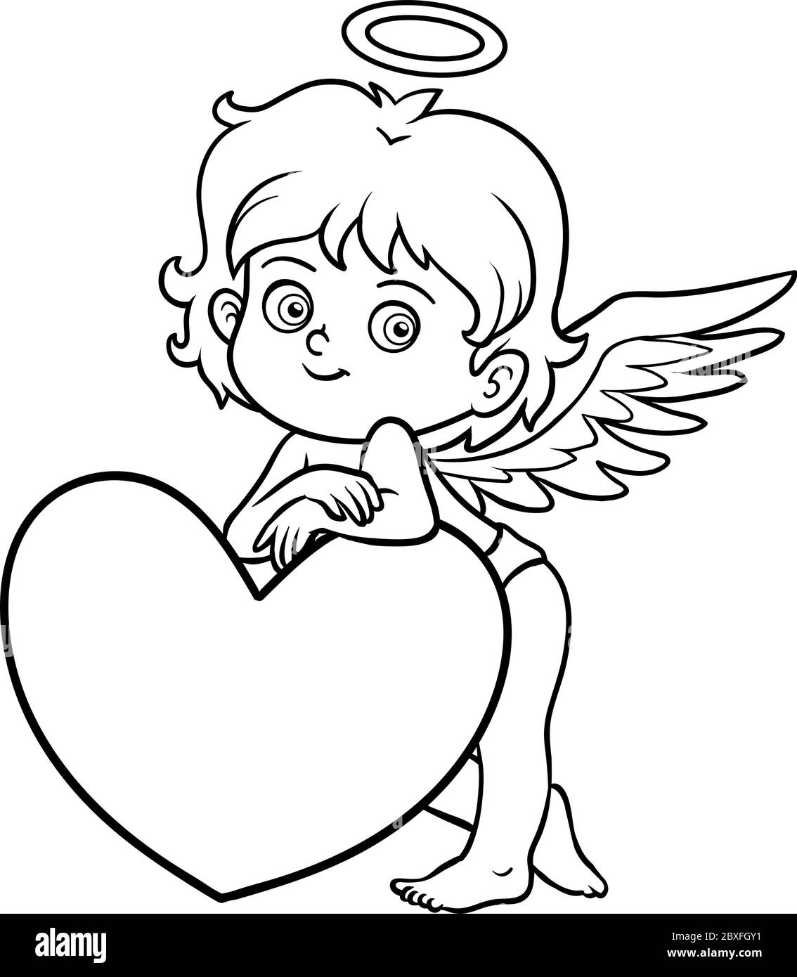 Cupid angel vector illustration black and white stock photos images