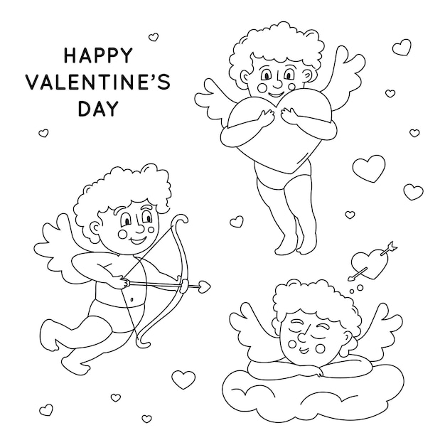 Cupid coloring sheets vectors illustrations for free download