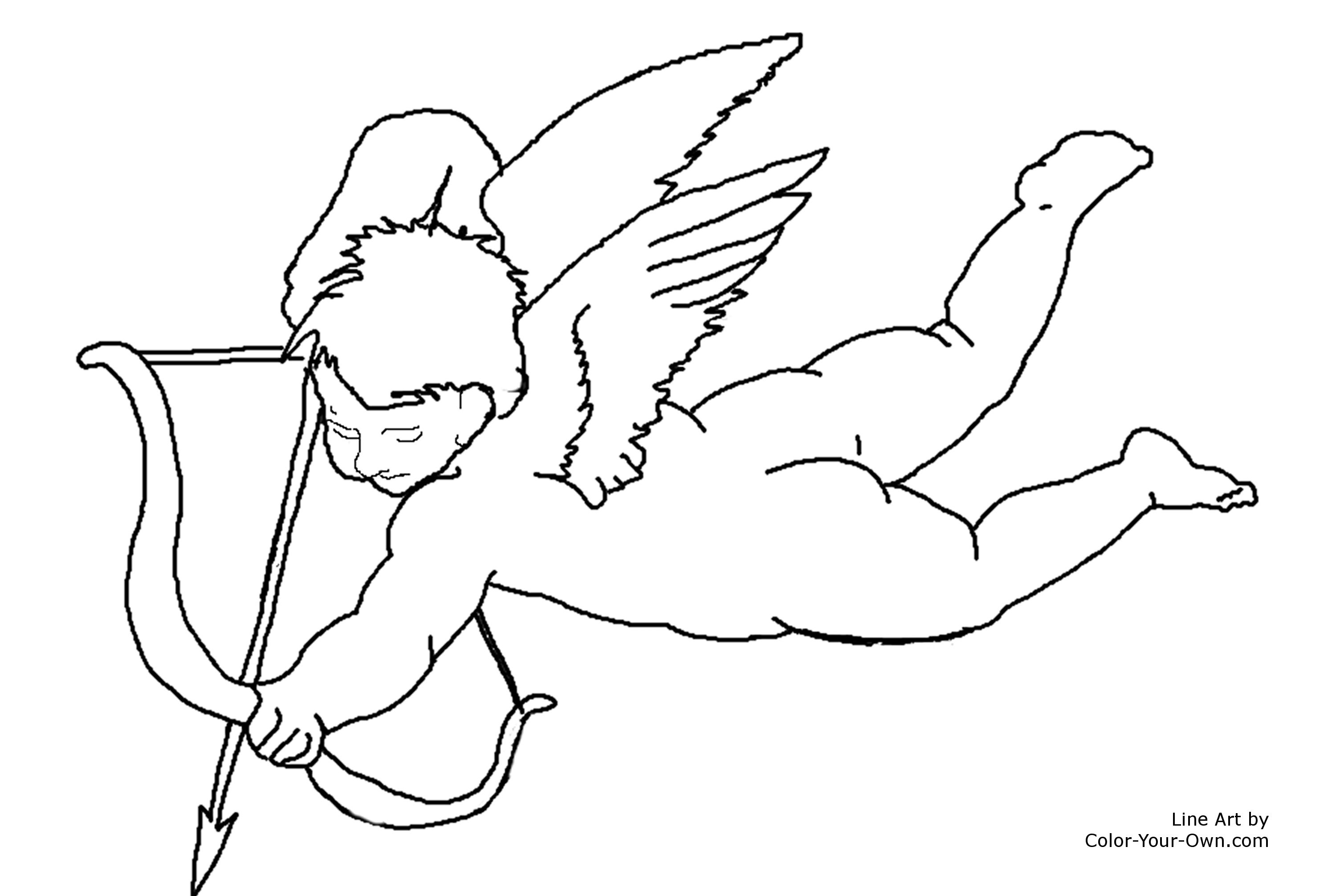 Valentine baby cupid coloring page