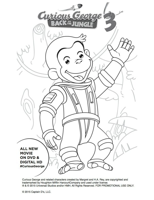 Astronaut curious george free printable coloring page