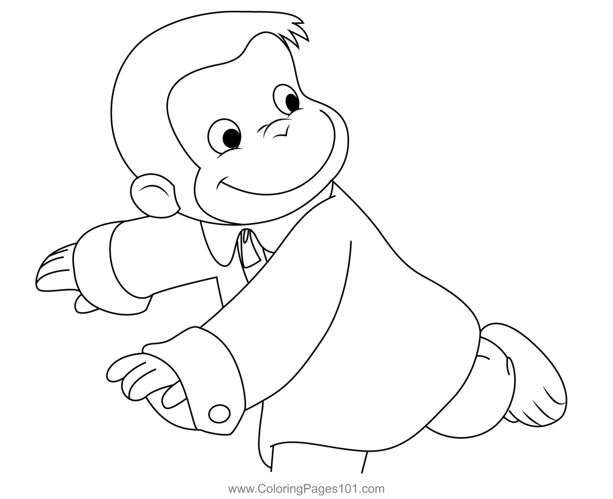 Running george coloring page for kids