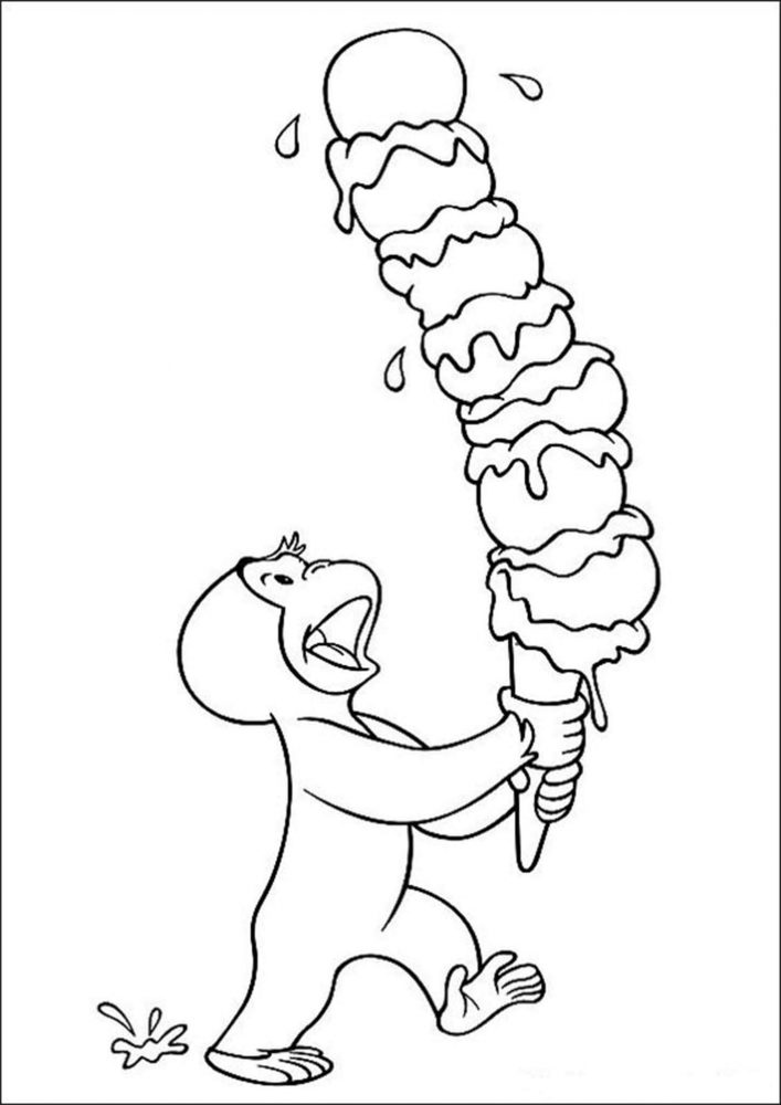 Free easy to print curious george coloring pages