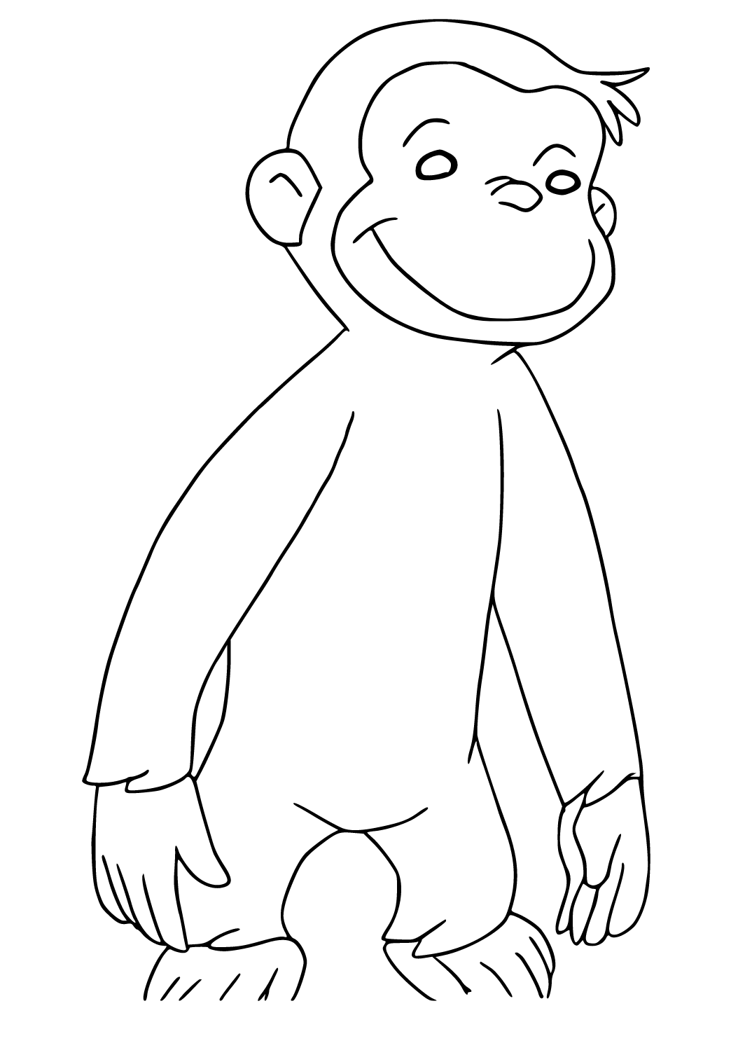 Free printable curious george easy coloring page for adults and kids