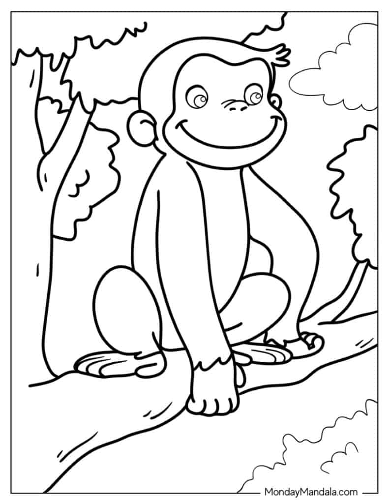 Curious george coloring pages free pdf printables