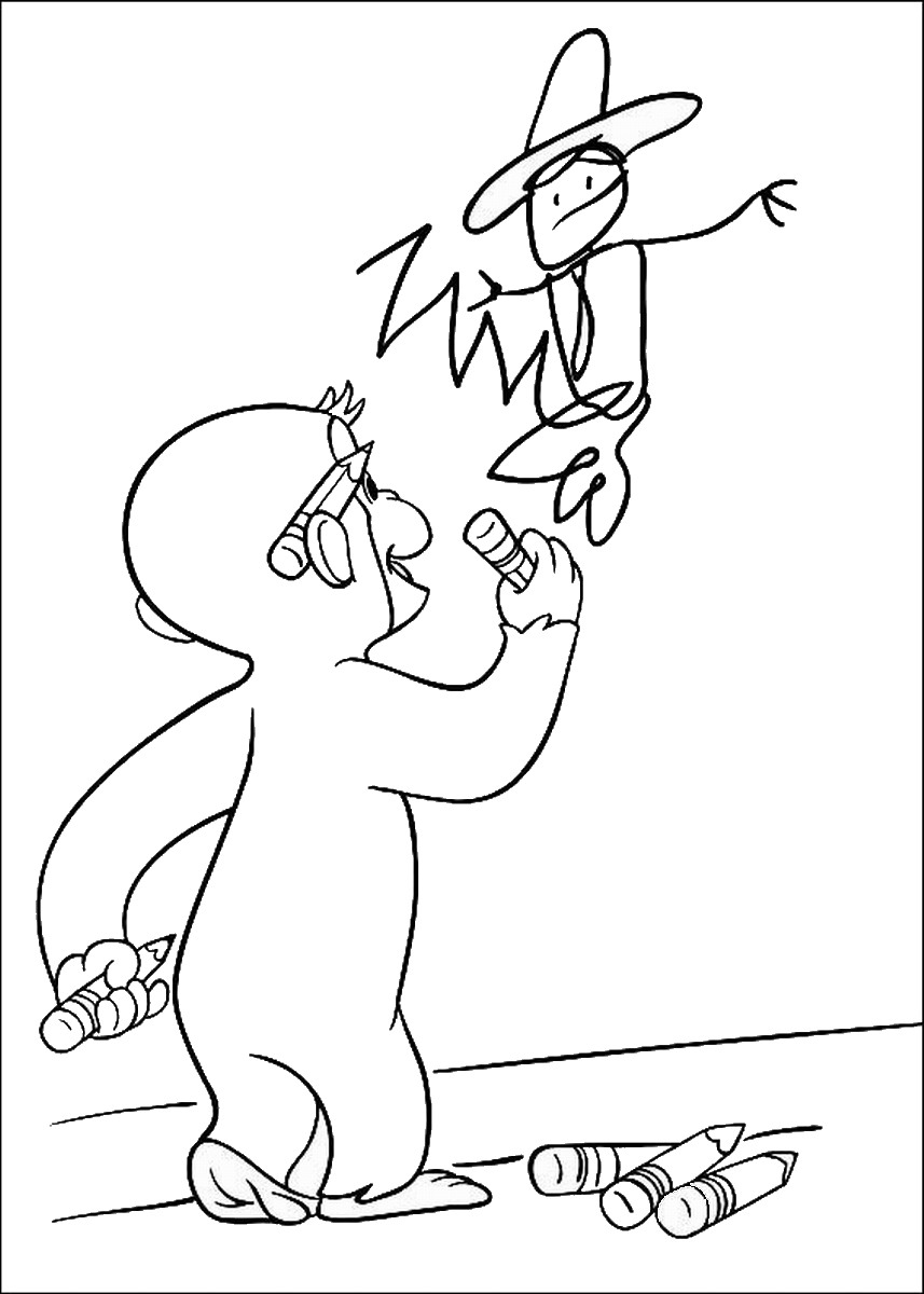 Curious george coloring pages â birthday printable