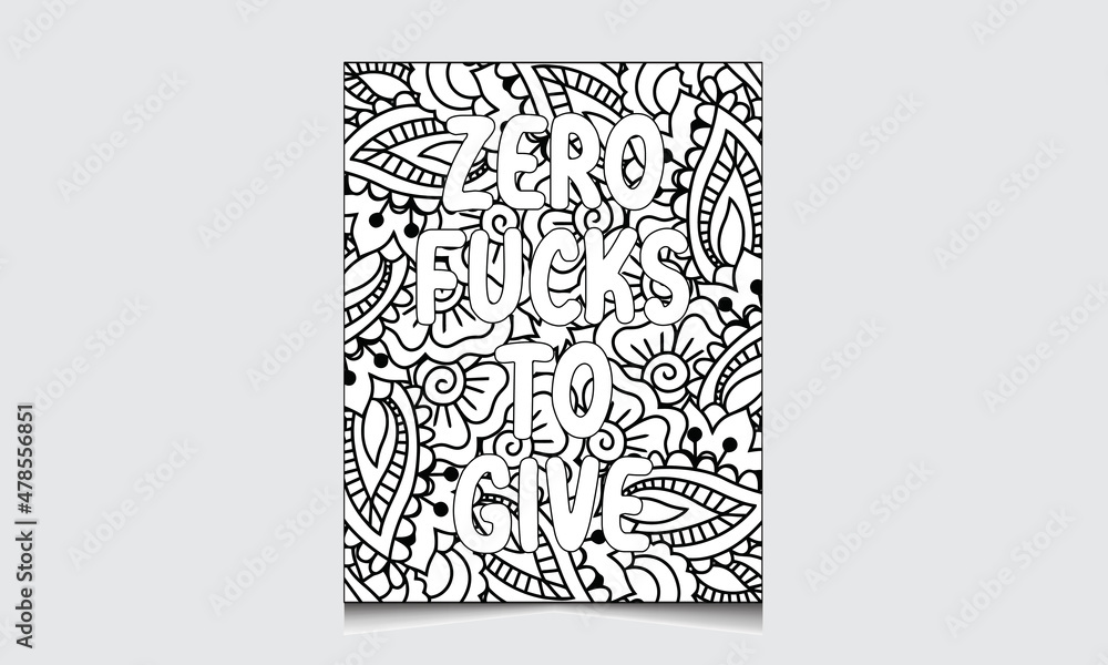 Swear word coloring page interior for adult man and woman curse word coloring book interior vector