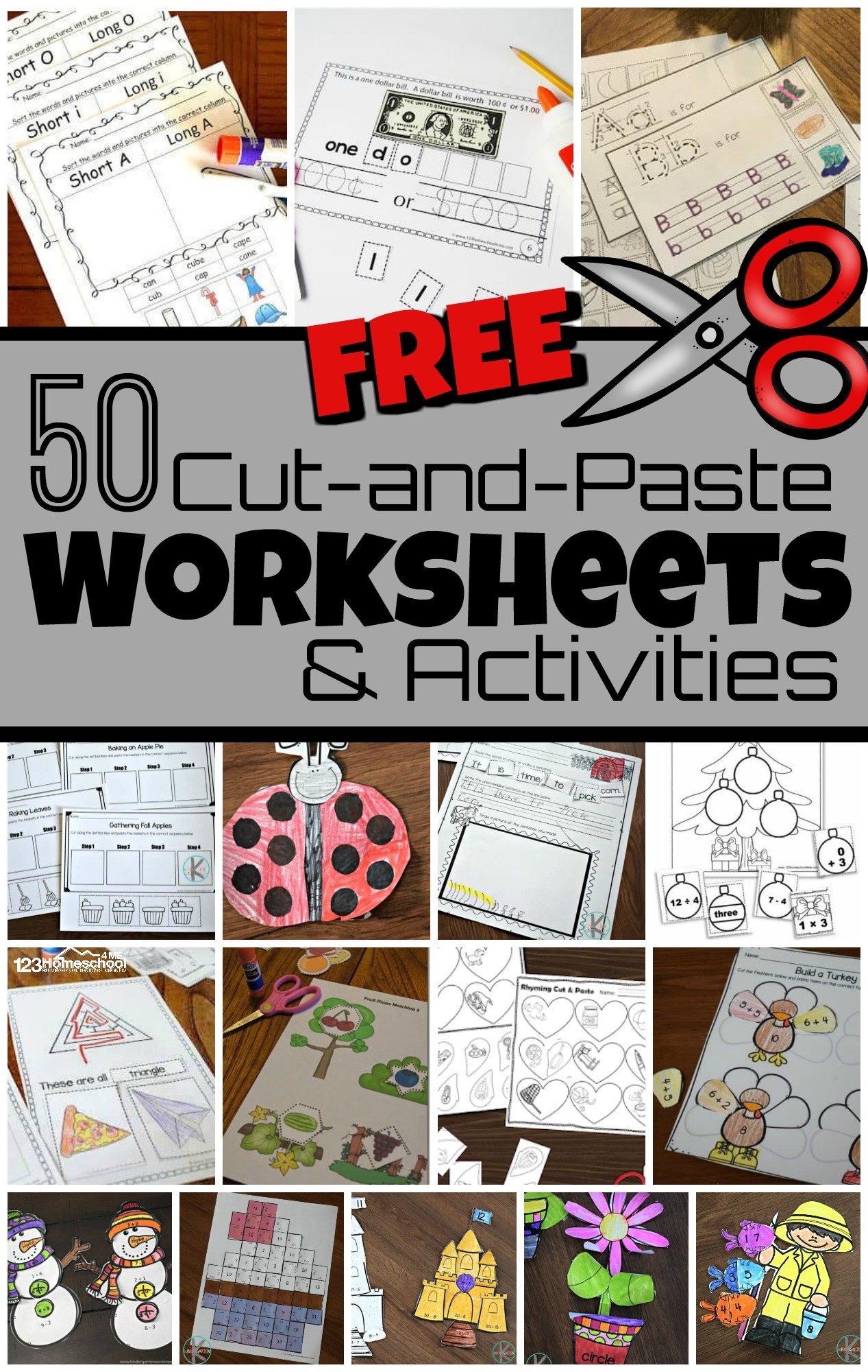 Free cut and paste worksheets and activities for kids