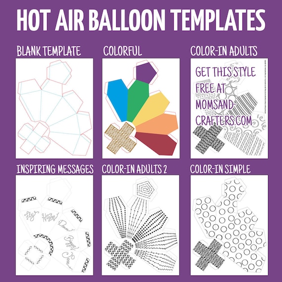 Paper hot air balloons coloring pages color