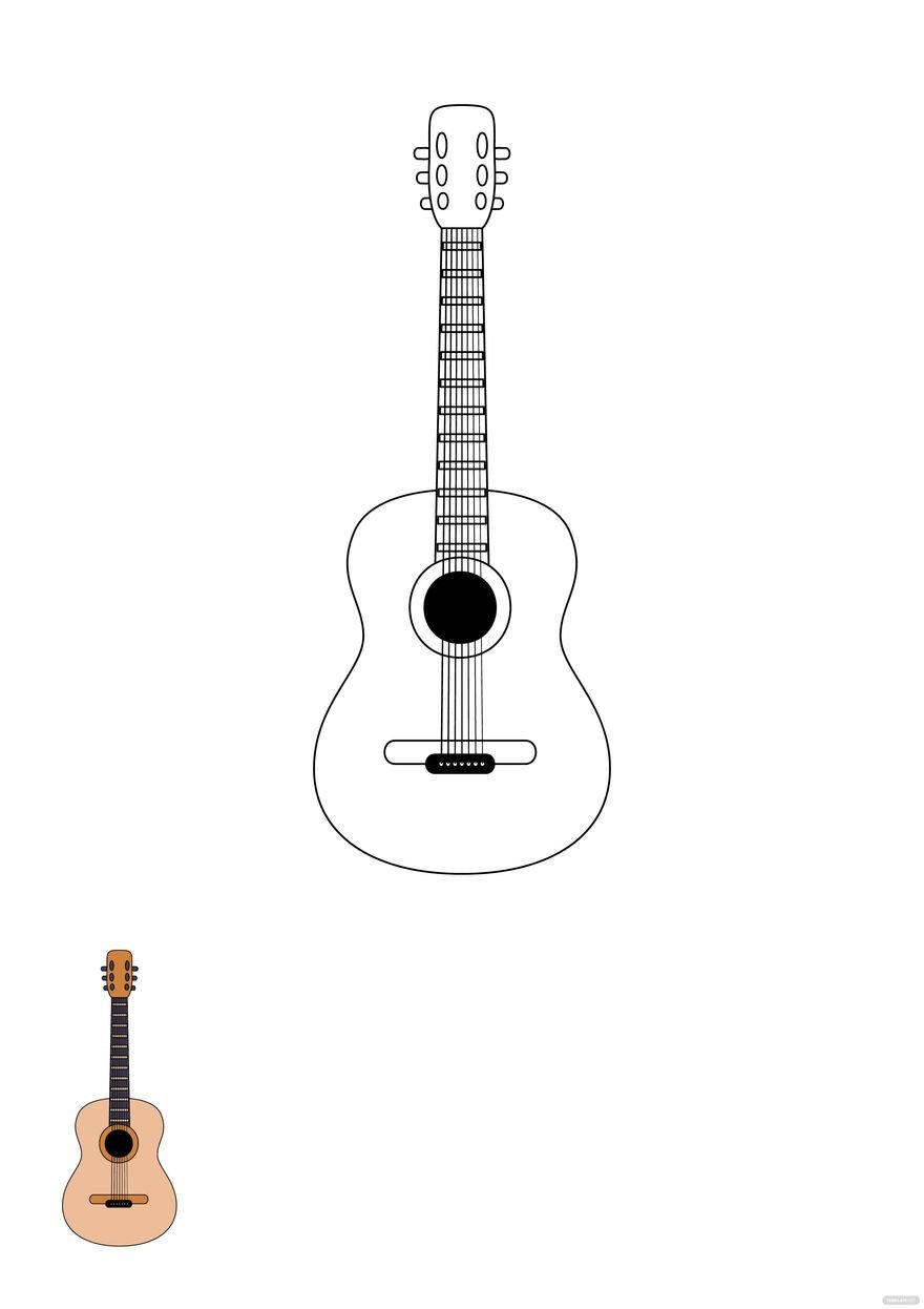 Free guitar coloring page