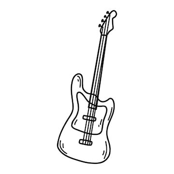 Premium vector doodle electric guitar vector sketch illustration of musical instrument black outline art for web design icon print coloring page