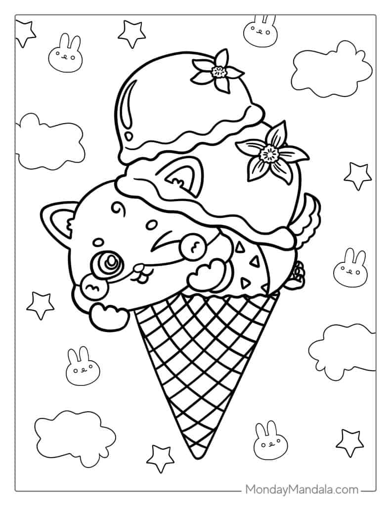 Ice cream coloring pages free pdf printables