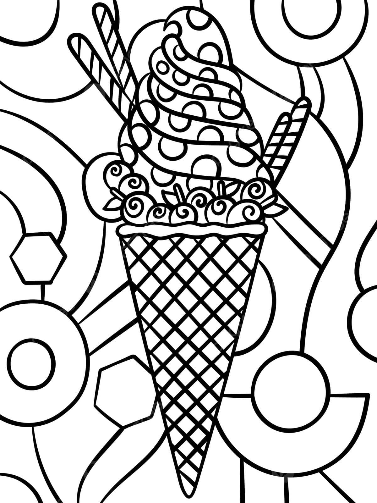 Coloring page of a delicious ice cream cone treat vector outline colouring book line png and vector with transparent background for free download