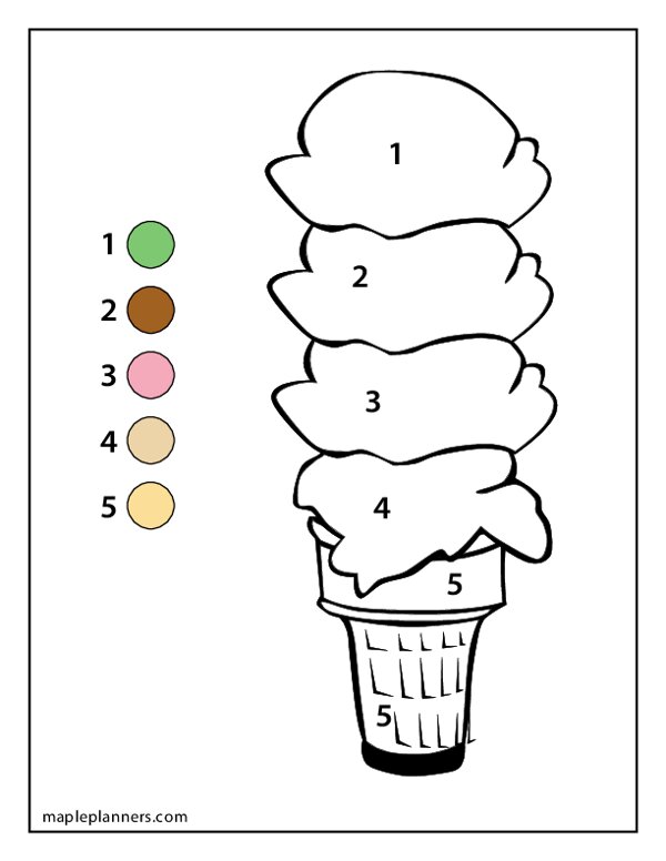 Ice cream color by number