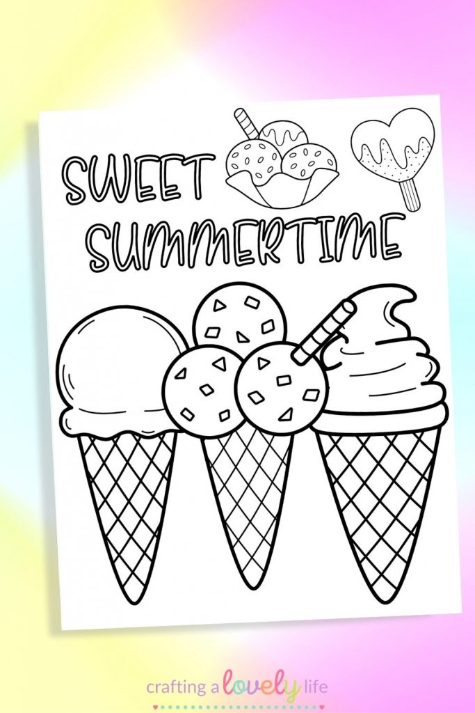 Free printable ice cream coloring sheets