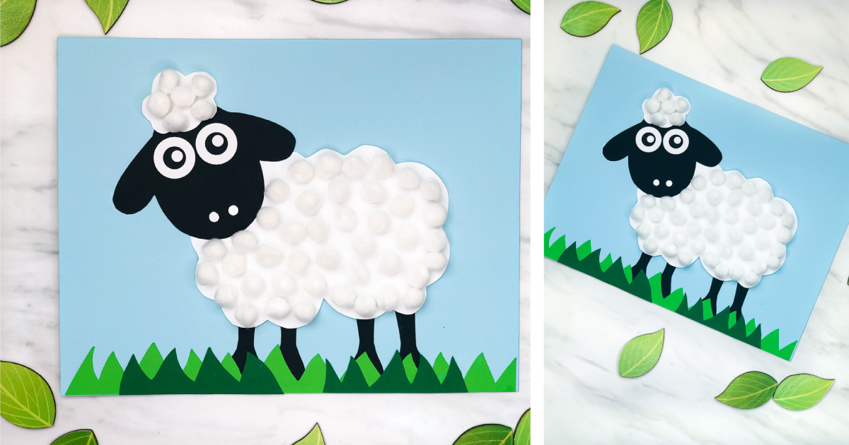 Easy pom pom sheep craft free template