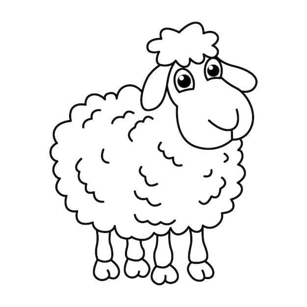 Premium vector funny sheep cartoon vector coloring page