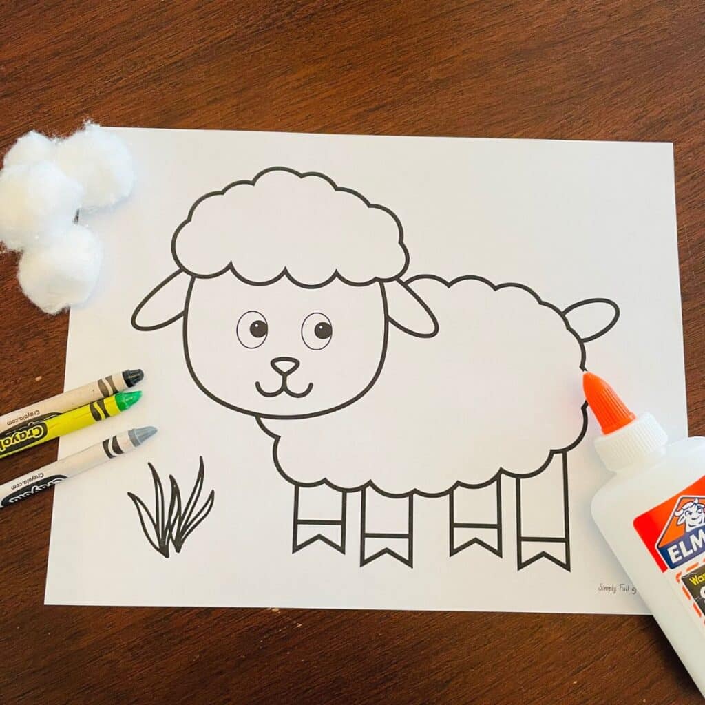 Easy cotton ball sheep craft free printable