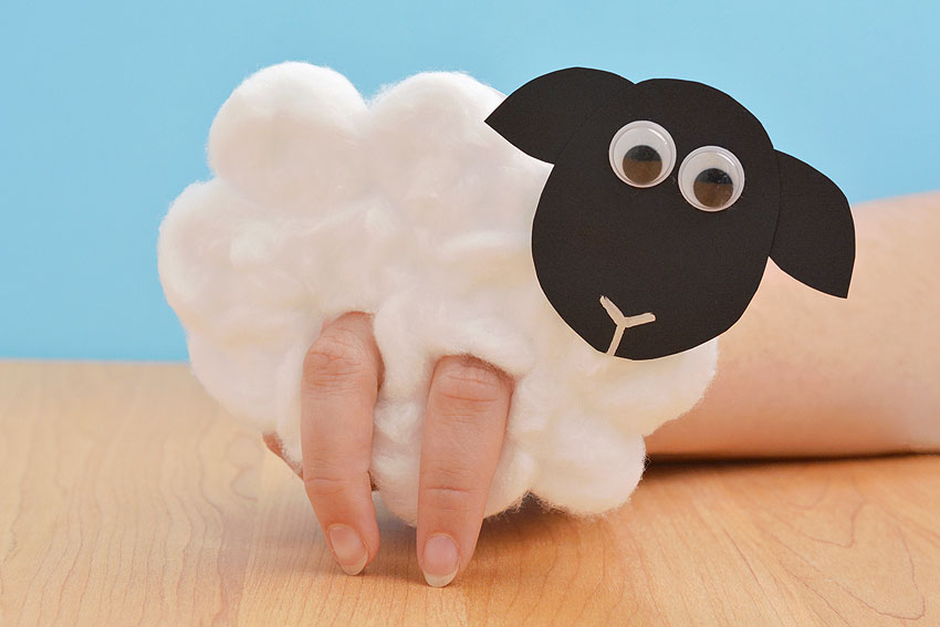 Cotton ball sheep craft easy sheep puppet for spring