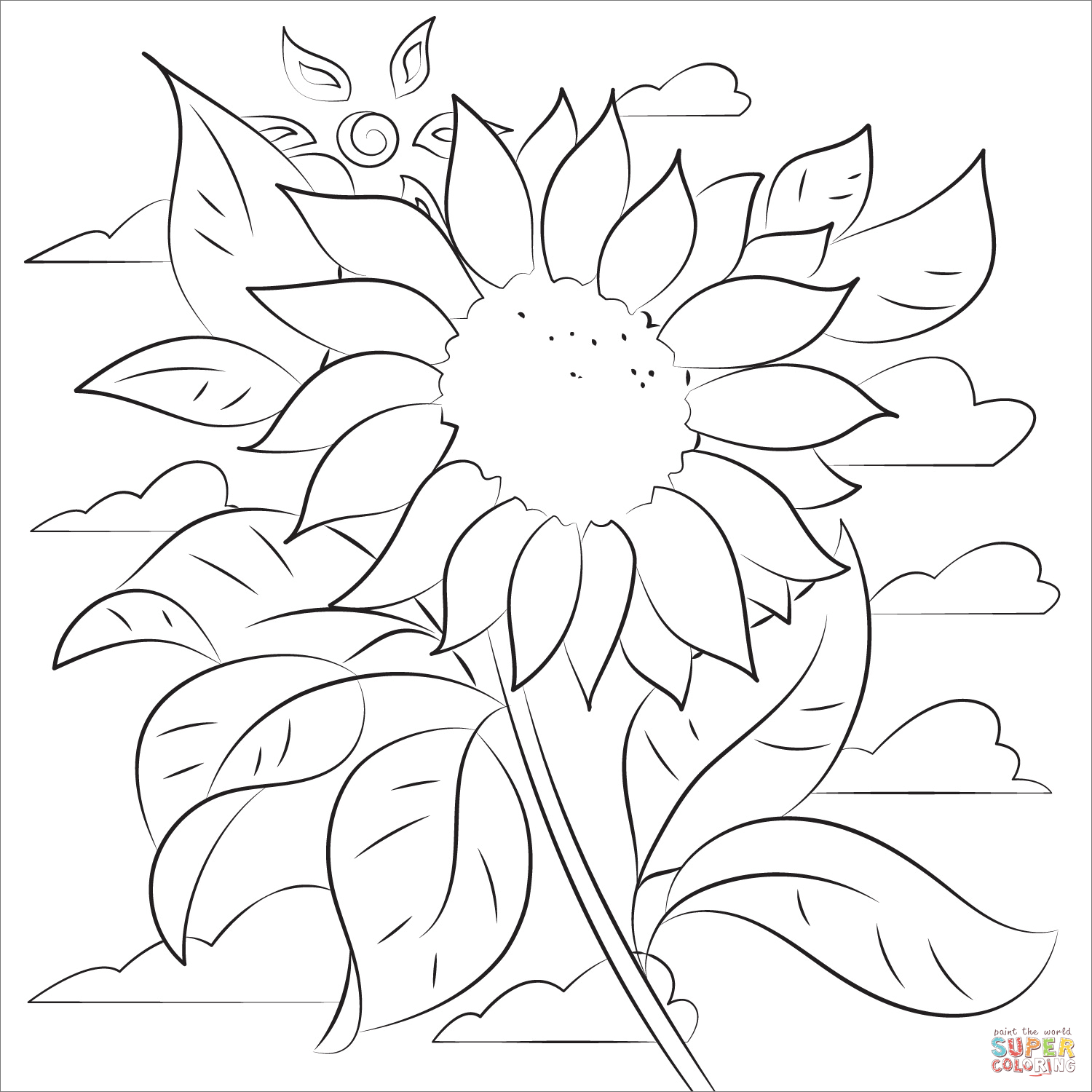 Sunflower coloring page free printable coloring pages