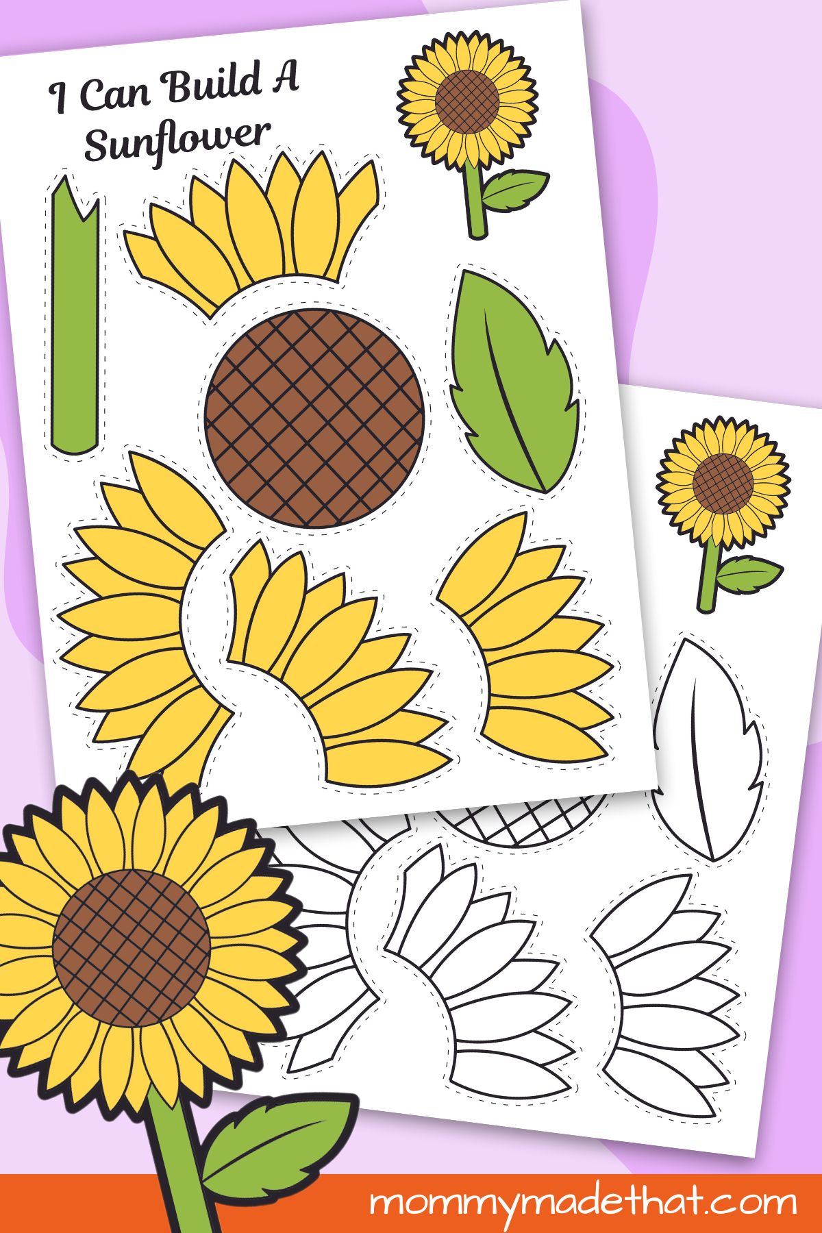 Printable sunflower craft template