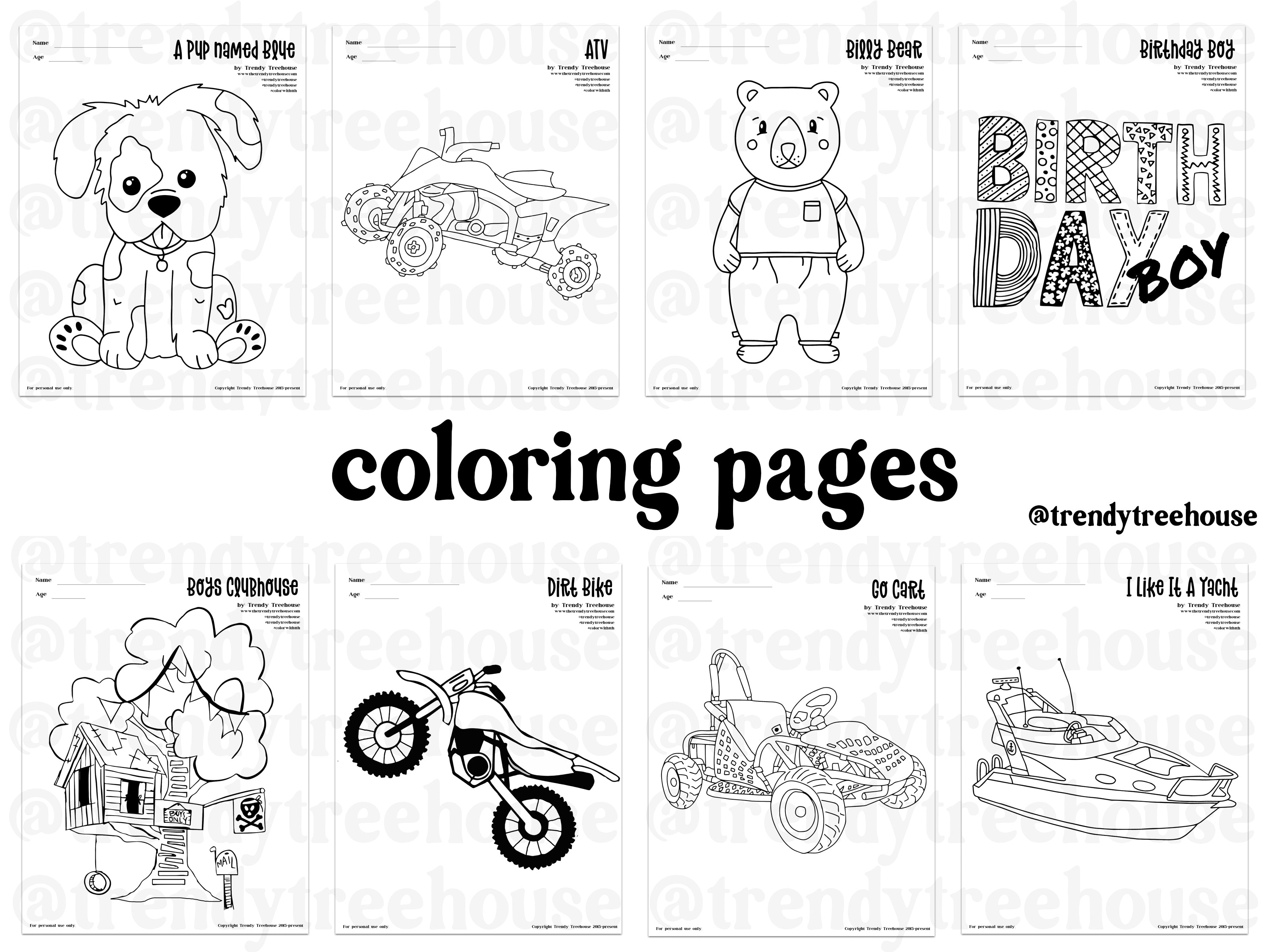 Boys color pages â trendy treehouse