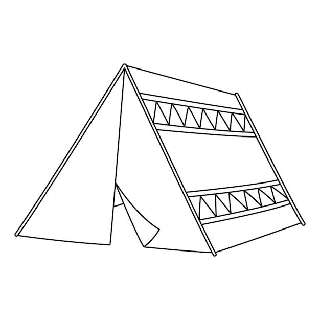 Premium vector a cute and funny coloring page of a camping tent provides hours of coloring fun for children color this page is very easy suitable for little kids and toddlers