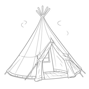 Teepee coloring page with beautiful face outline sketch drawing vector tent drawing tent outline tent sketch png and vector with transparent background for free download
