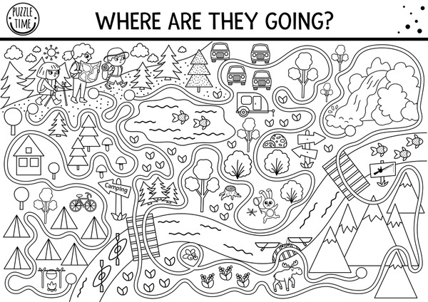 Thousand camping coloring page royalty