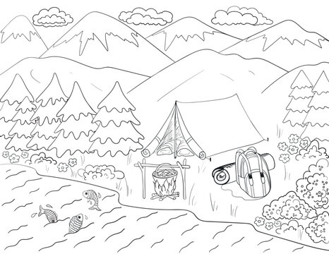 Camping coloring pages images â browse photos vectors and video