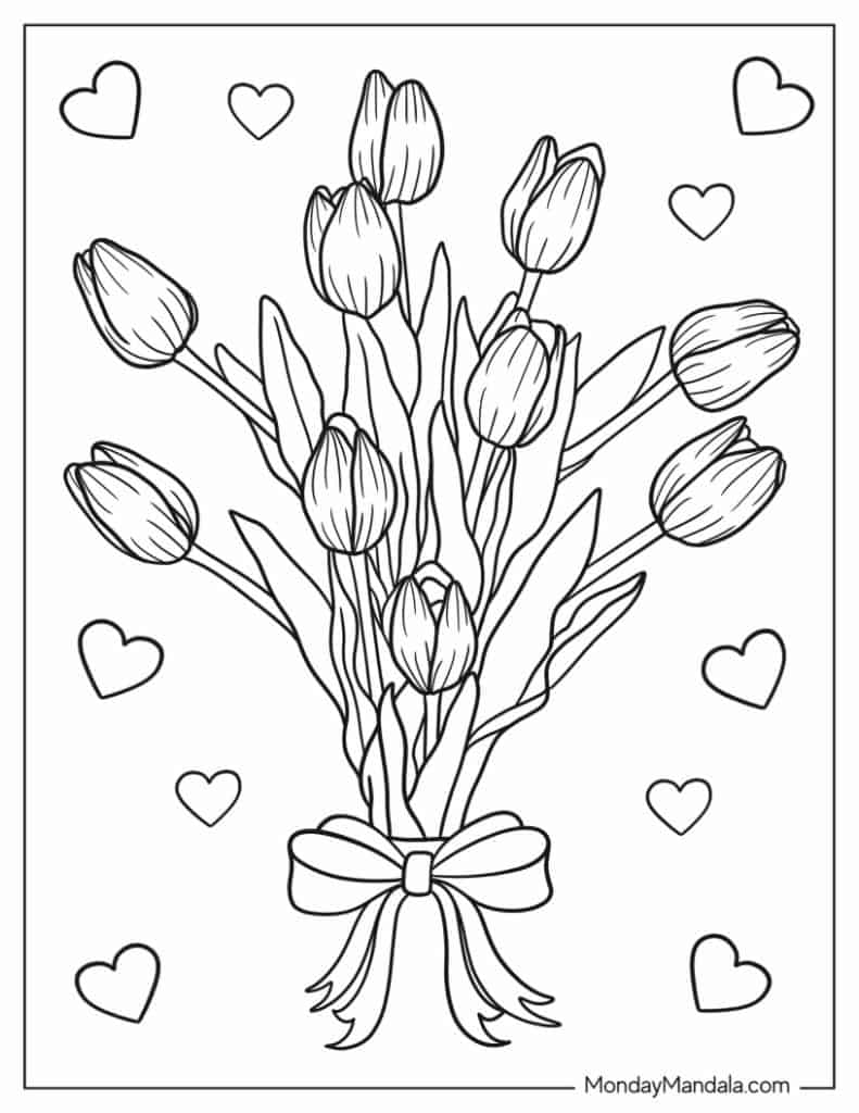 Tulip coloring pages free pdf printables